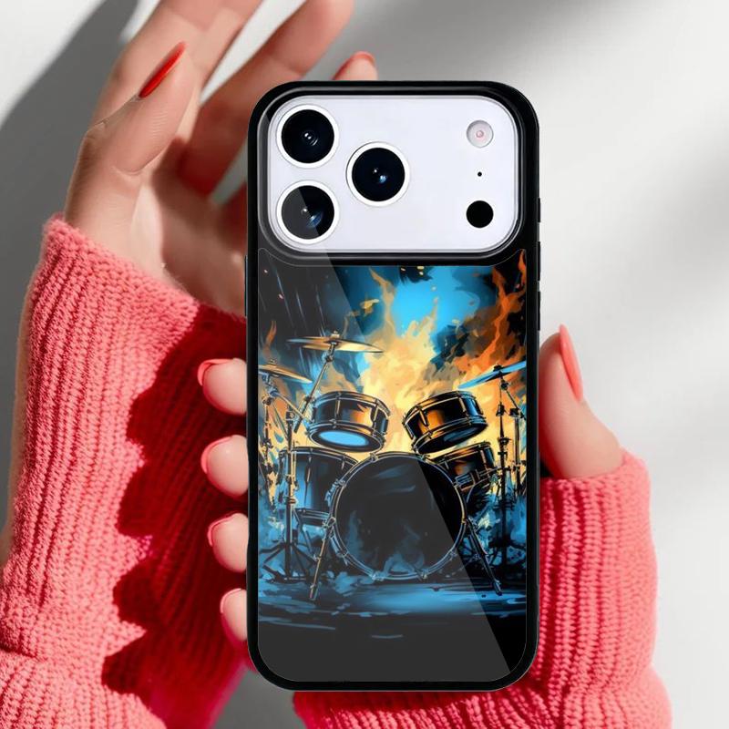 Musical Instrument Drum Phone Case for iPhone 17 Air 16e 15 14 13 Pro Max Back Cover for 12 11 Pro Coque