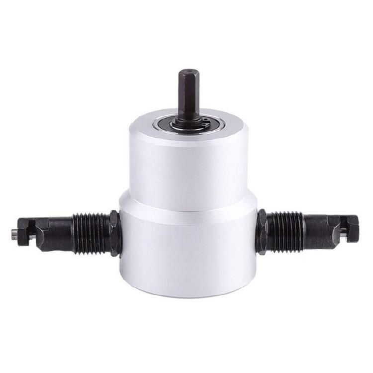 Multipurpose Double Head Metal Nibbler Metal Sheet Cutter Nonslip Handle Electric Drill Attachment