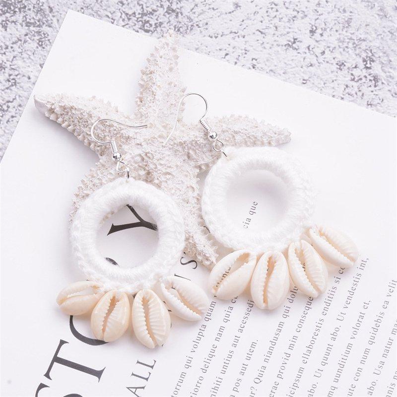 Shell Tassel Earring Women Beach Shell Original New Crochet Earrings Large Circle Dangle Drop Earrings Fashion Boho