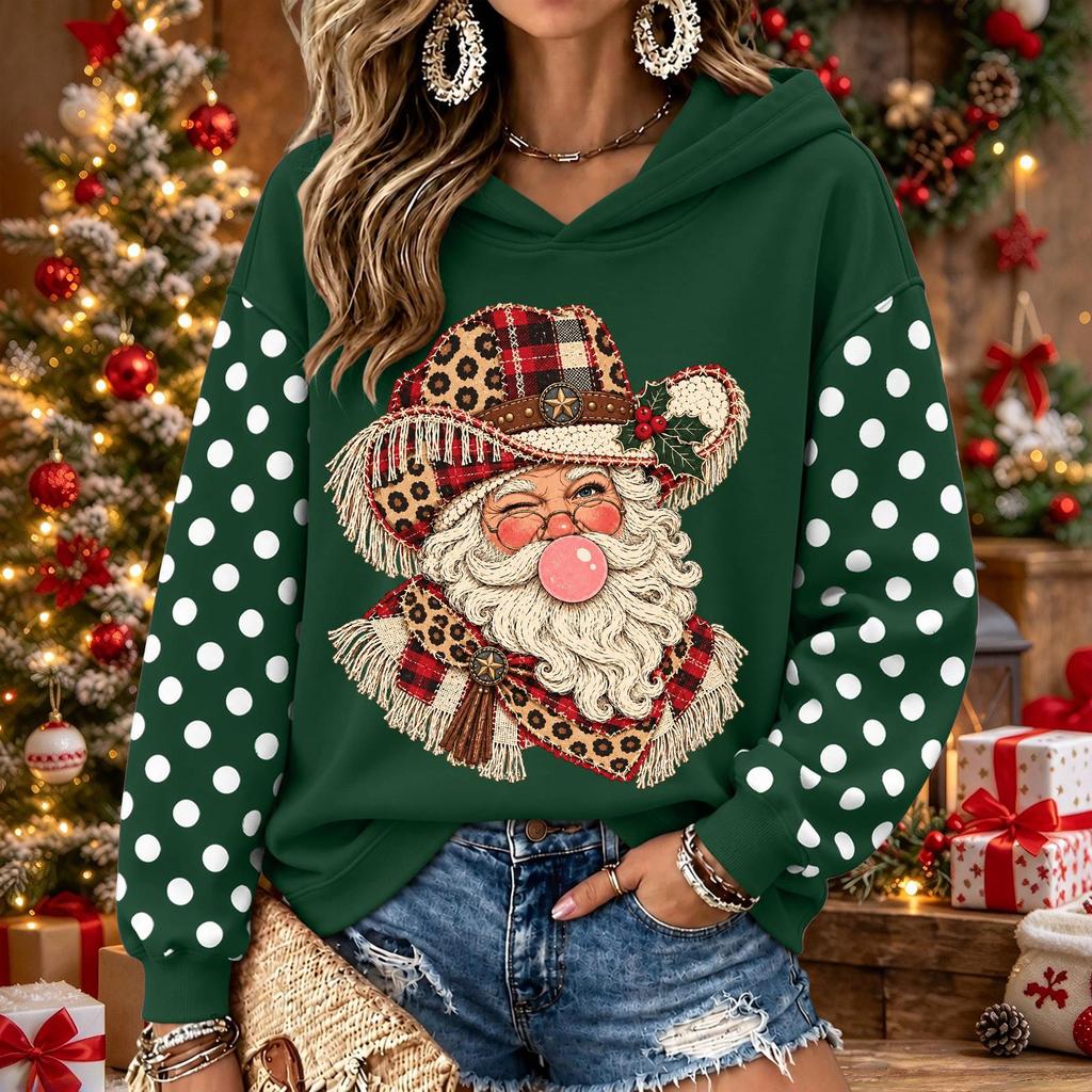 Women's Christmas Print Long Sleeve Top, Casual Comfortable Winter Shirt for Everyday Wear