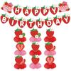 Cartoon Strawberry Honeycomb Ornament Creative Strawberry Hanging Banners  Photo Props
