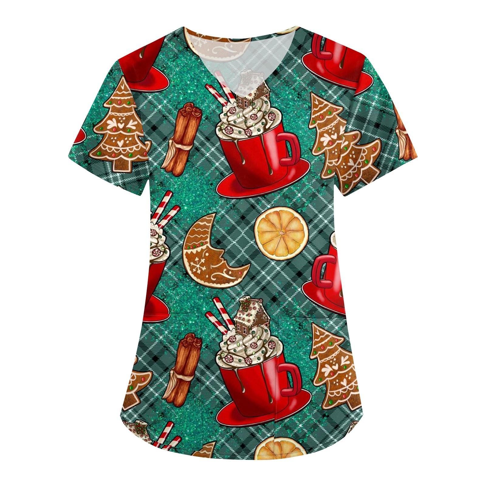 

Женская униформа с принтом на Хэллоуин, рабочая форма с v-образным вырезом и карманом, защитная рабочая форма XXXXXL