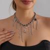 Beaded Crucifix Tassels Necklace With Velvets Rope Chain For Everyday Styling Adjustable Clavicle Chain Accessory