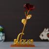 Golden Red Rose Flower with Love Showpiece -Rose Day Gift -Valentine Gift for Girlfriend Boyfriend Husband Wife -Valentine Day