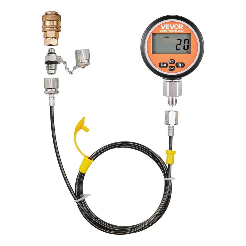 Digital Hydraulic Pressure Test Coupling Kit, 700 Bar Pressure Gauge Manometer Tester with 2 Gauges, 9 Test Couplings, 2 Quick-Release Couplers, 2