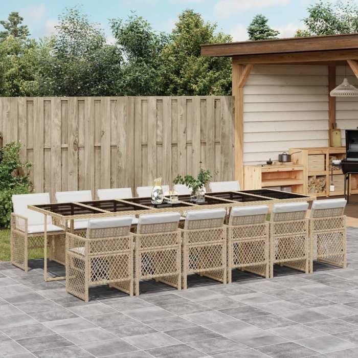 VidaXL Ensemble à manger de jardin et coussins 13 pcs beige 3210766