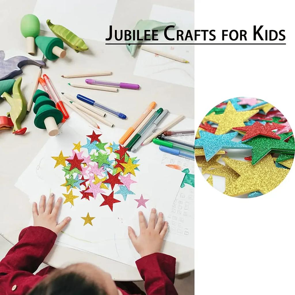 70pcs Star Stickers Glitter Foam Stickers Glitter Stars Reward Sticker for Kids Crafts Scrapbooking Wall Decor Laptop Skateboard