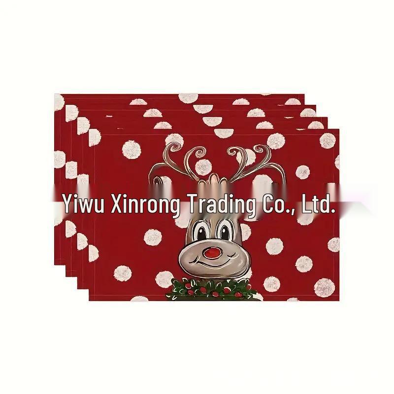 Washable Linen Snowman & Snowflake Christmas Placemats - Holiday Table Decorations