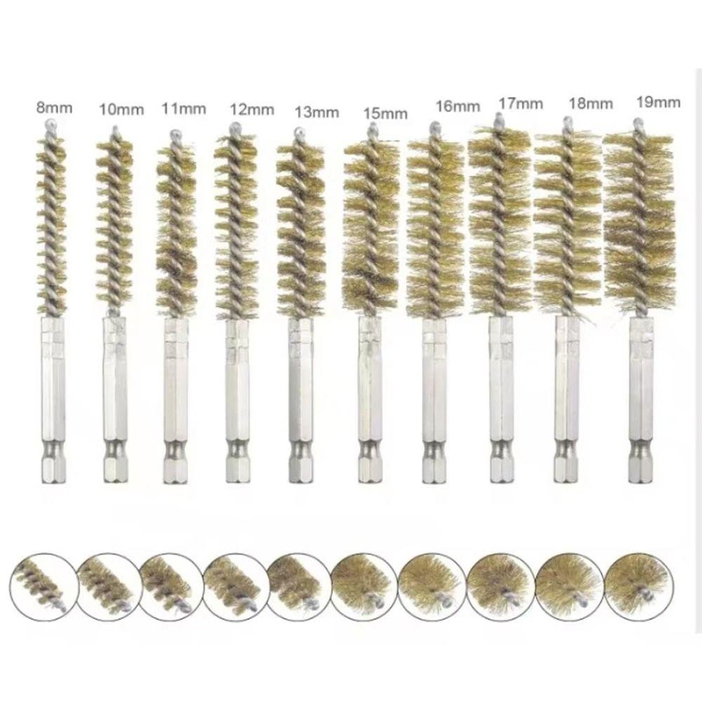 6/8/10/12/14Pcs With Handle Steel Bore Brush Cleaning Brush  for Power Drill Impact Driver