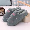 Stylish Black And White Plush Couple Winter Slippers With Soft Dot And Star Patterns