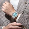 Waterproof Mens Square Quartz Watch Luminous Day Date Display Steel Strap Classic Casual Daily Wristwatch