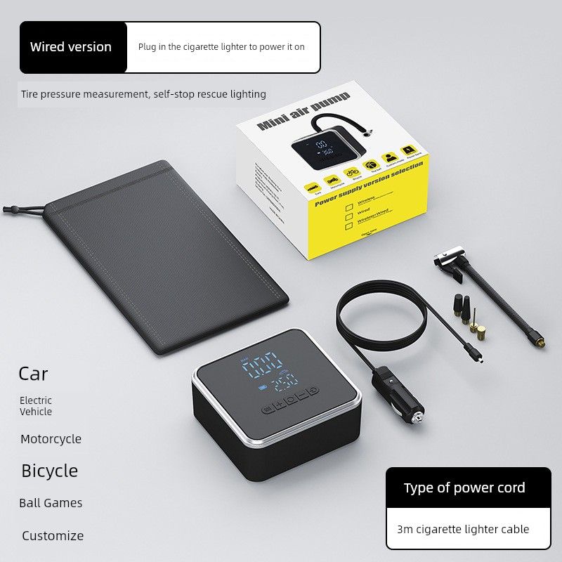 

Cross-Border Car-Mounted Air Pump with Automatic Inflation and Deflation for Car Tires, Wireless Electric Air Pump, Portable Electric Vehicle Air Pump Wired Model [for Cars]