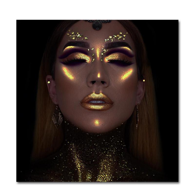 

Африканская черно-золотая женская картина маслом на холсте, плакаты и принты Cuadros, скандинавская настенная художественная картина для гостиной 20x20cm no frame