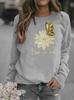 Butterfly Print Women's Round Neck Hoodie