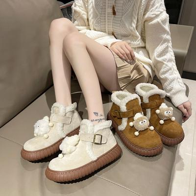 Schneestiefel Kinder 2025 Winter gefüttert verdickt bequem rutschfest warm Fell integriert Wolle Baumwolle Schuhe Damenschuhe