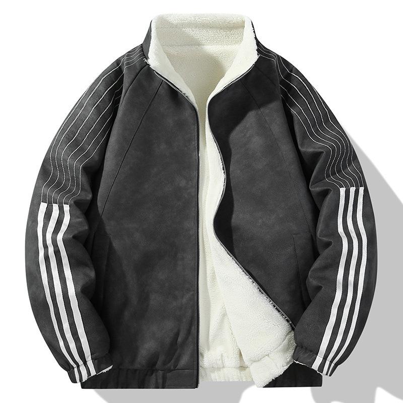 Autumn and Winter Thermal Jacket Loose Plus Size Double-sided Leather Jacket