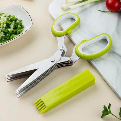 Multifunctional Muti Layers Stainless Steel Knives Kitchen Scissors Scallion Cutter Herb Laver Spices Onion Cook Cut Scissor