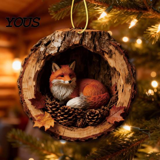 Fireplace Decorative Pieces Forest Animal Ornament, 2D Flat Woodland Acrylic Christmas Unique Gift for Friends Hanging Decoration Tree, Holiday