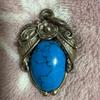 Used Turquoise Pendant Top Silver Indian Jewelry Style