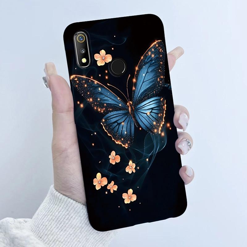 For Realme 3 3i 3Pro Phone Case Butterfly Flower Girl Design Soft Silicone TPU Back Housing for Oppo Realme 3 Realme3 Pro Covers