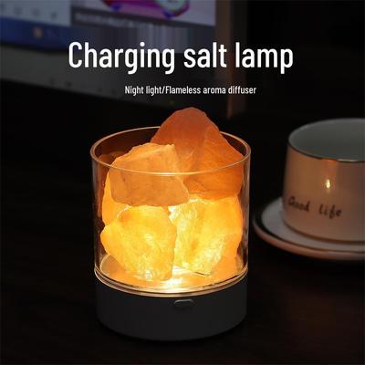 Himalayan Salt Lamp LED Wireless Charger: Night Light & USB Bedside Sleep Lamp