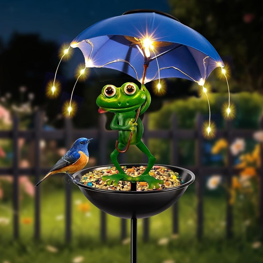 Outdoor Iron Waterproof Statue Light Simulation Animal Solar Light with Bee and Flamingo Frog and Hummingbird Feeder Function,for Garden Decoration