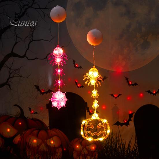 

2 шт. подвесных светильников на Хэллоуин, работающие от батареек, тыквенные паутинные светильники, декор для вечеринки на окна и двери на Хэллоуин 2pcs