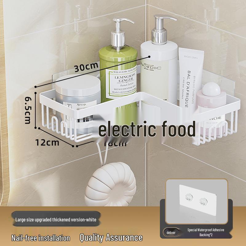 Non-Drill Wall-Mounted Bathroom Shelf: Double-Layer Movable Storage for Toiletries