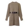 Plus Size Women's Korean Style Fashion Knit Dress Winter Autumn Design Sense Waist-Cinching Base Layer Skirt Trendy