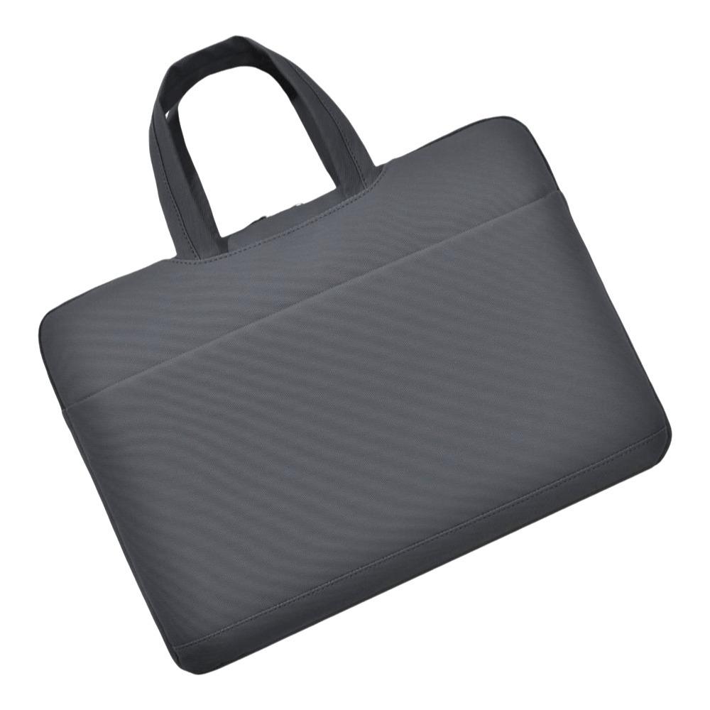 Zipper Closure Business Laptop Tote Bag Large Capacity Water Resistant Leather Carrying Pouch Versatile Shockproof 13.3-14in темно серый