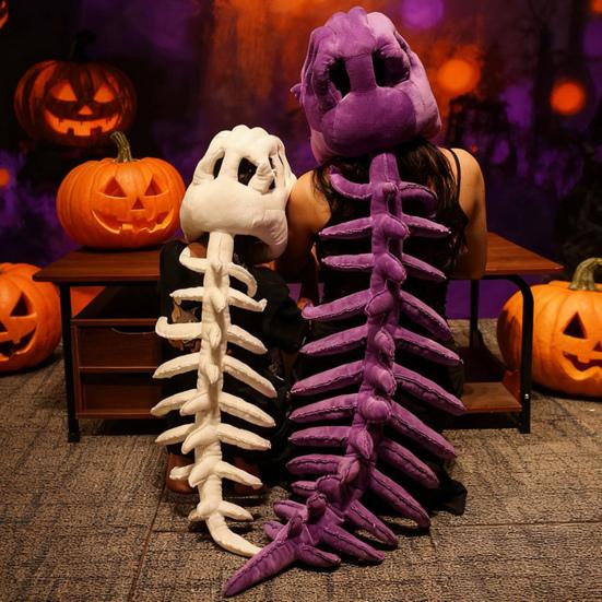 Dinosaur Skeleton Costume Set Realistic Plush Dino Outfit with Spine Detail Headband