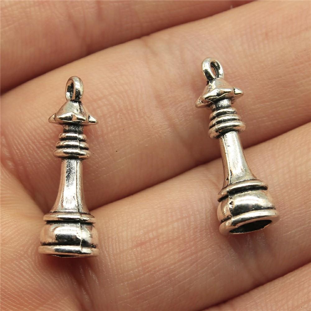 12pcs Chess Charms Antique Silver Color Chess Charms Pendants For Bracelets Chess Charms Making Jewelry