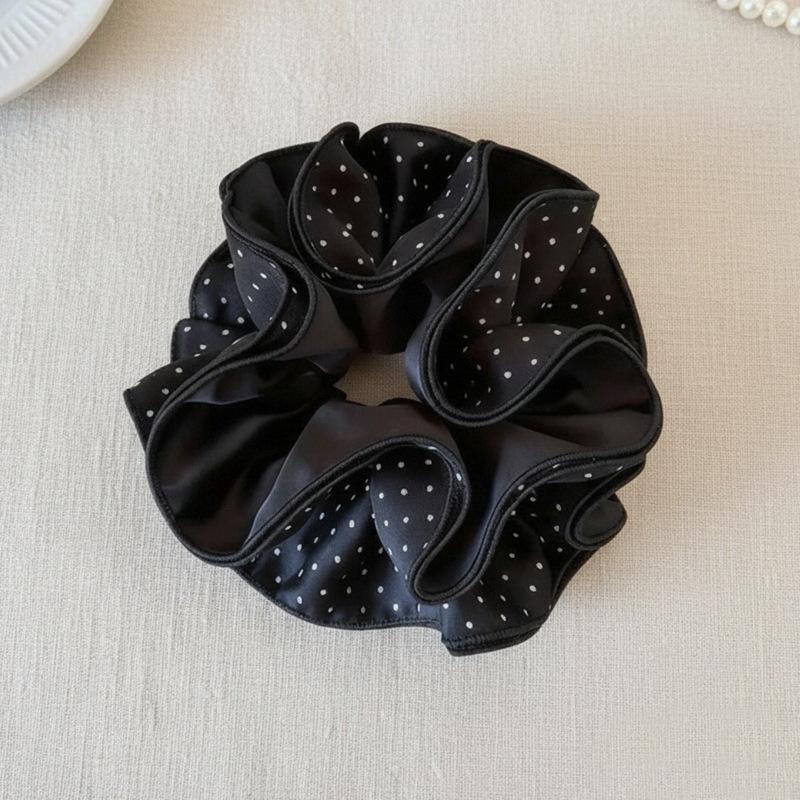 

Black and white polka dots AB surface design sense four-layer hair band tie ponytail ball head large intestine ring head rope head flower чёрный