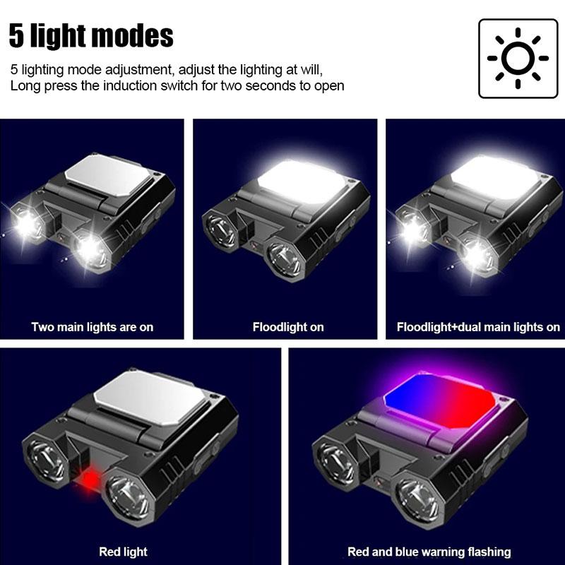 Cap Sensor Clip Light LED Rechargeable Induction Headlights Outdoor Waterproof Camping Night Fishing Emergency Mini Headlamp