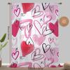 Pink Black Line Heart Shaped Gauze Curtain Romantic Style Living Room Bedroom Translucent Curtains Single Panel Made Of Polyester Great Decor