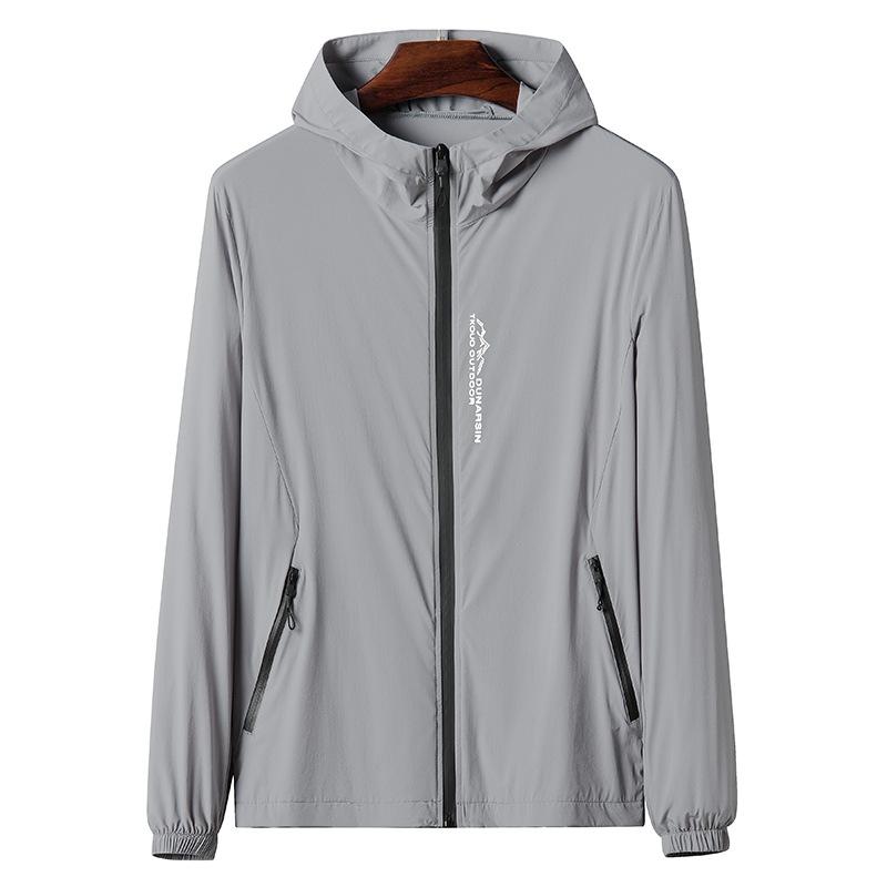 

Чоловічі худі Quick Dry Jacket Спортивний спортивний одяг на відкритому повітрі Чоловічі сонцезахисні куртки 4XL світло-сірого кольору