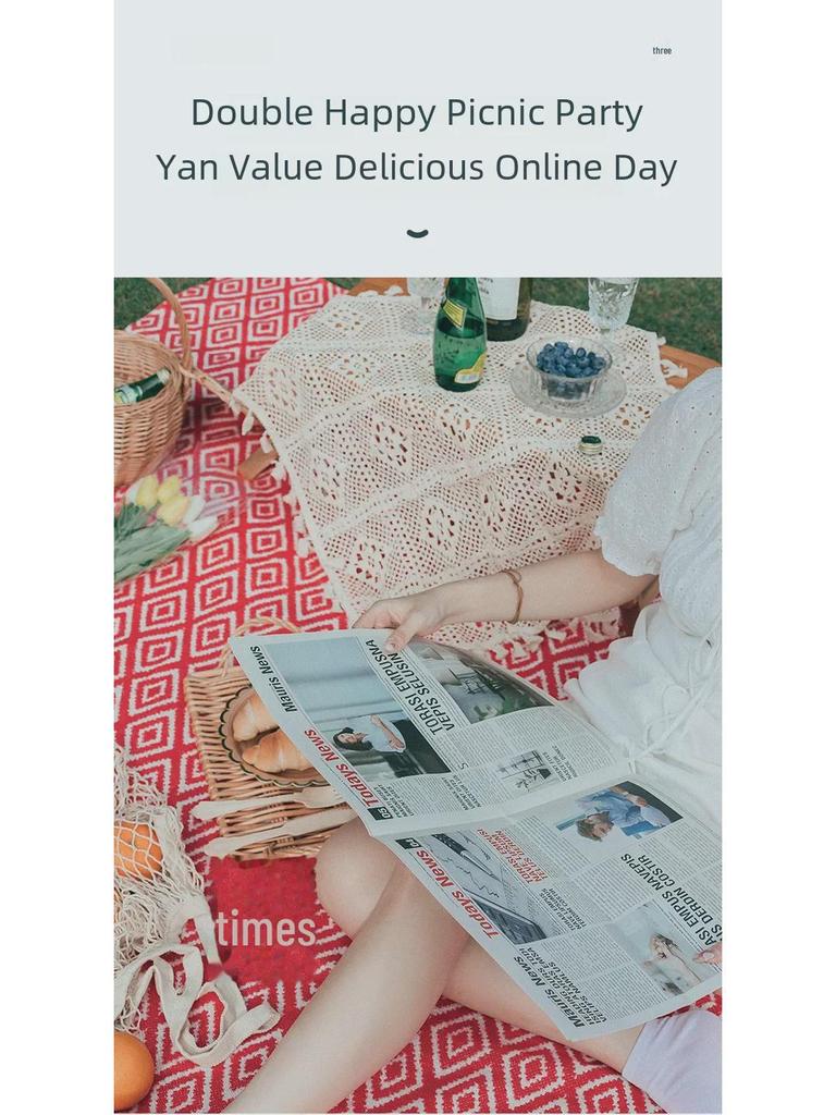 Nordic Style Portable Outdoor Picnic Mat - Pure Cotton, Moisture-Proof, Ideal for Camping and Photography.