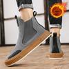 Hot Sale Black Plush Men's Winter Shoes Designer Suede Chelsea Boots Men Slip On Platform Men Boots Casual High top Ankle Shoes