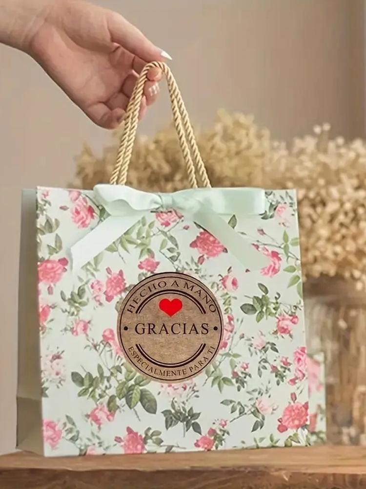 100-500pcs Multiple Styles Kraft Gracias Spanish Thank You Labels Stickers Handmade Scrapbooking Stationery Sticker