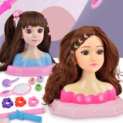 Dívčí hlava model pro úpravu vlasů, hračka na líčení, s hřebenem a doplňky, kreativní kadeřnický tréninkový nástroj pro nácvik líčení a účesů