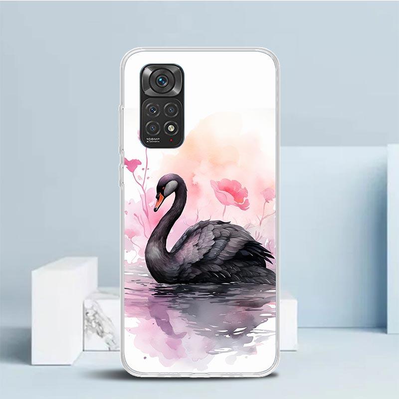 Black Swan Noble Phone Case For Xiaomi Redmi Note 15 14 14S 13 12S 12 Pro Plus 11S 11 11T 11E 10S 10 + Soft TPU Back Cover Redmi