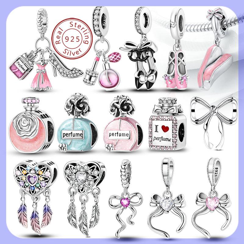 New 925 Silver Charms Beads Pendant Bow Perfume Bottle Dream Catcher for Bracelet Women Jewelry