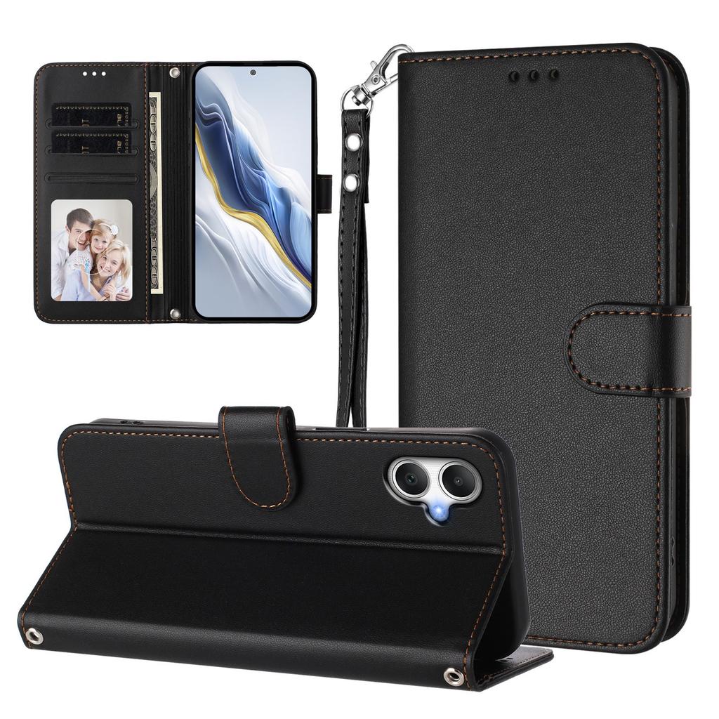 For Samsung Galaxy A07 4G/A06 4G/A06 5G Leather Case Wallet Stand Phone Cover with Wrist Strap