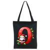 English letters A-Z Christmas number print student casual canvas tote bag