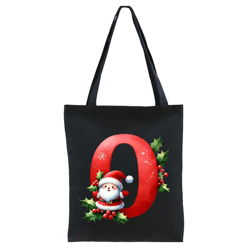 English letters A-Z Christmas number print student casual canvas tote bag