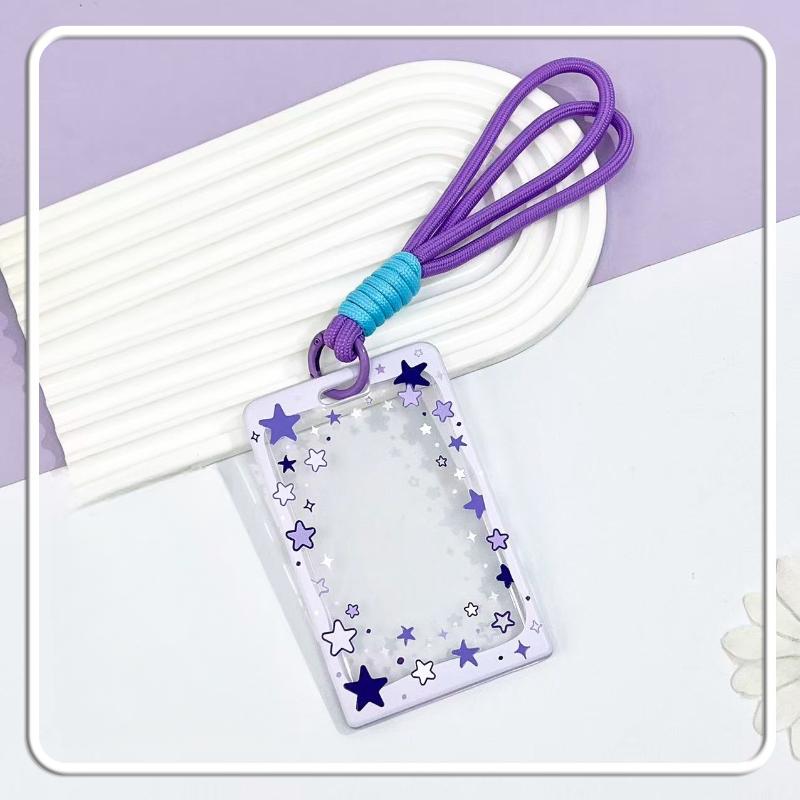 Star Sliding Cover Card Holder Transparent Portable Id Protector Kpop Photocard Photo Case Student School Card Bus Card Holder