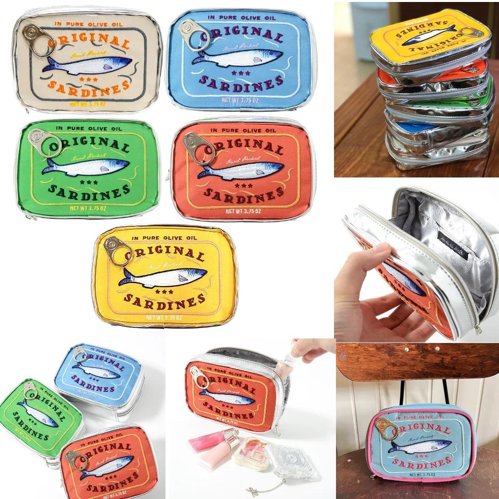 Canned Sardines Style Bath Travel Cosmetic Bag Cute Toiletry Bag Fashion Handbags Makeup Pouch Case Beauty Bag for Weekend Vacat