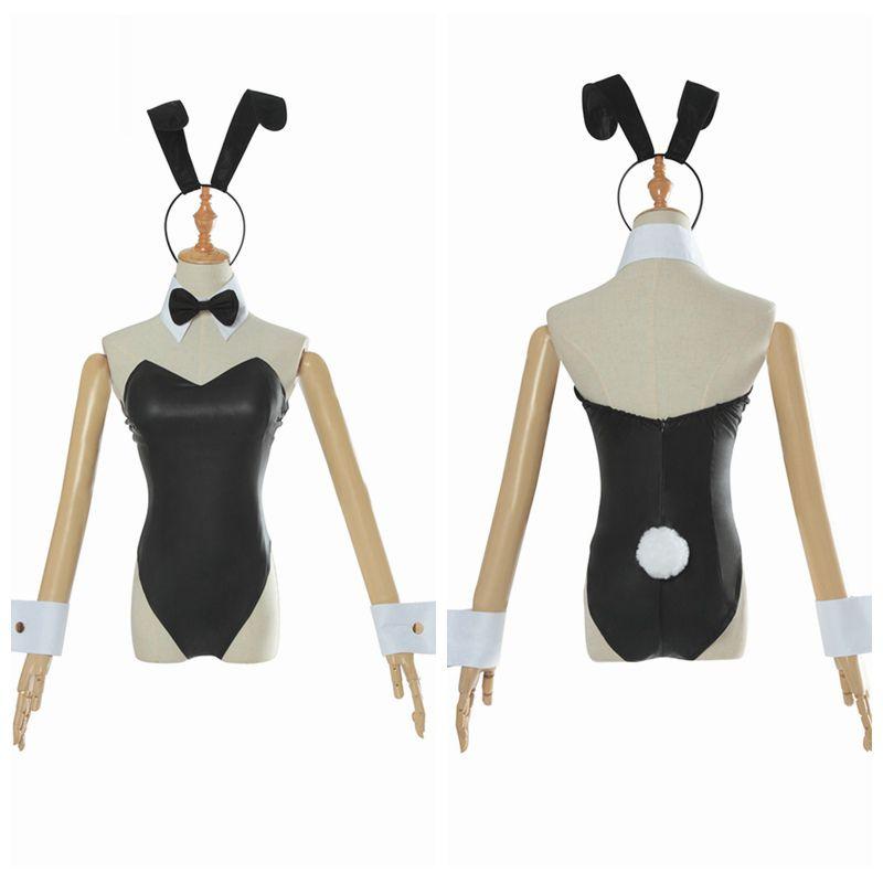 Не Мечтает ли Негодник о Девушке-Кролике Сакурадзиме Маи Черный Боди Костюм Горничной XL