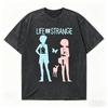 Life Is Strange Game Print Tshirt Unisex Vintage Washed Soft Cotton Short Sleeve Oversized Loose Daily Street Fashion Tees Tops