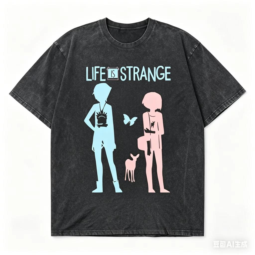 Life Is Strange Game Print Tshirt Unisex Vintage Washed Soft Cotton Short Sleeve Oversized Loose Daily Street Fashion Tees Tops